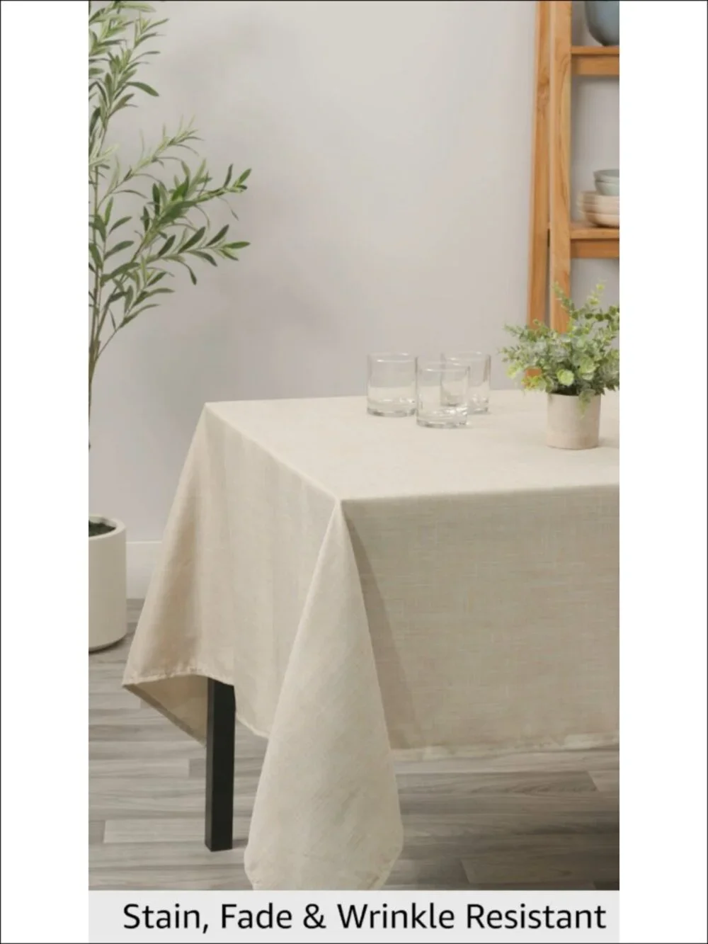 Faux Linen Tablecloths Rectangle 60x84 Inch 2 Pack Wrinkle-Proof Table Covers